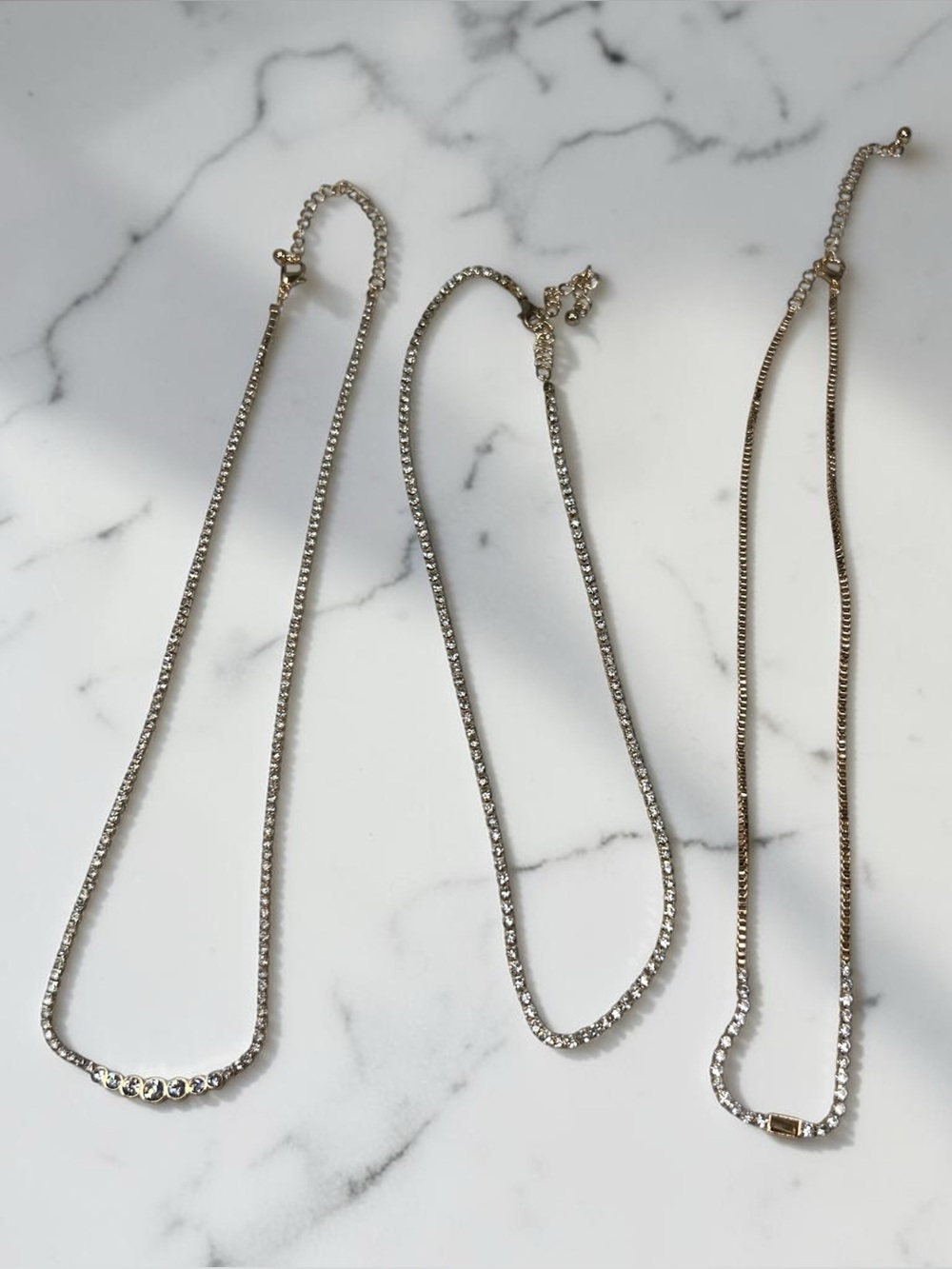 Rhinestone Layered Necklace Set